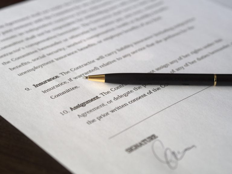 Signed insurance document