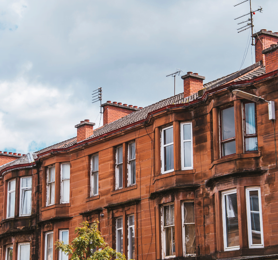 Red stone houses in Scotland