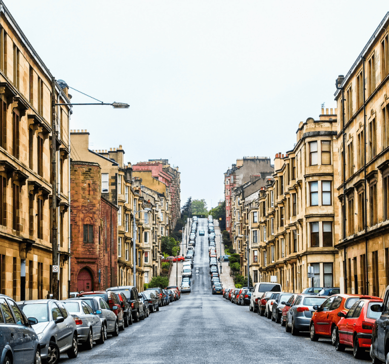 Glasgow row of residential apartments