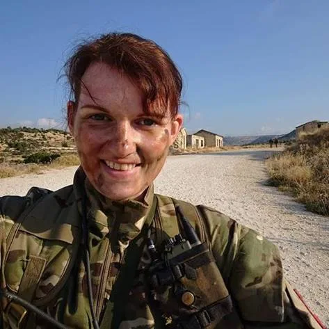 Steph Grieve in Army Gear in action