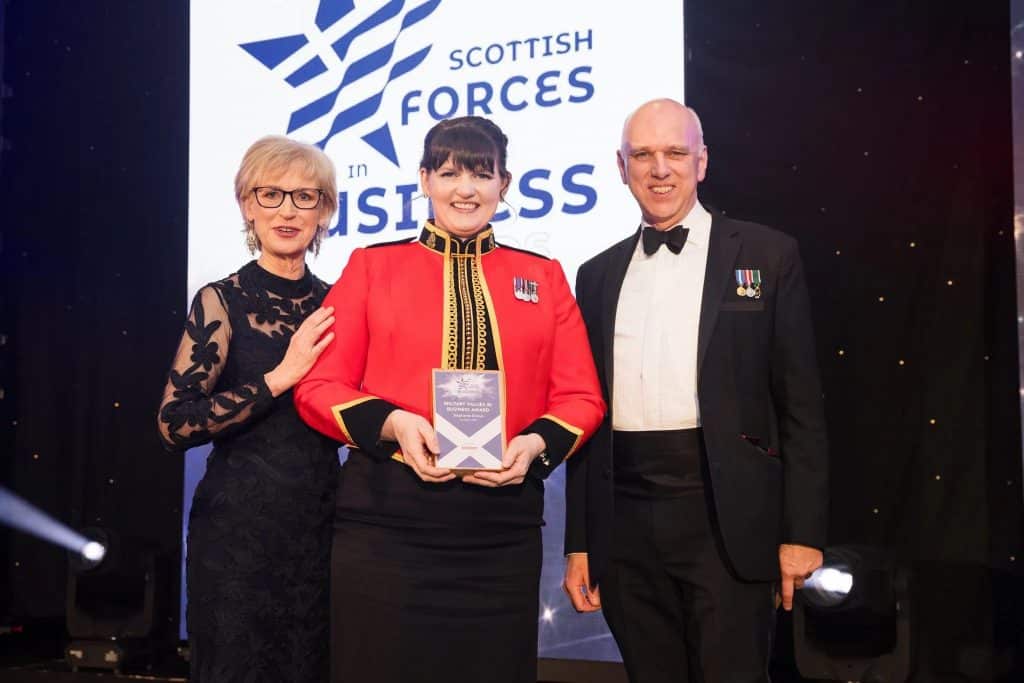 Scullion LAW's Associate Director, Stephanie Grieve wins Military Values in Business Award at the Scottish Forces in Business Awards.