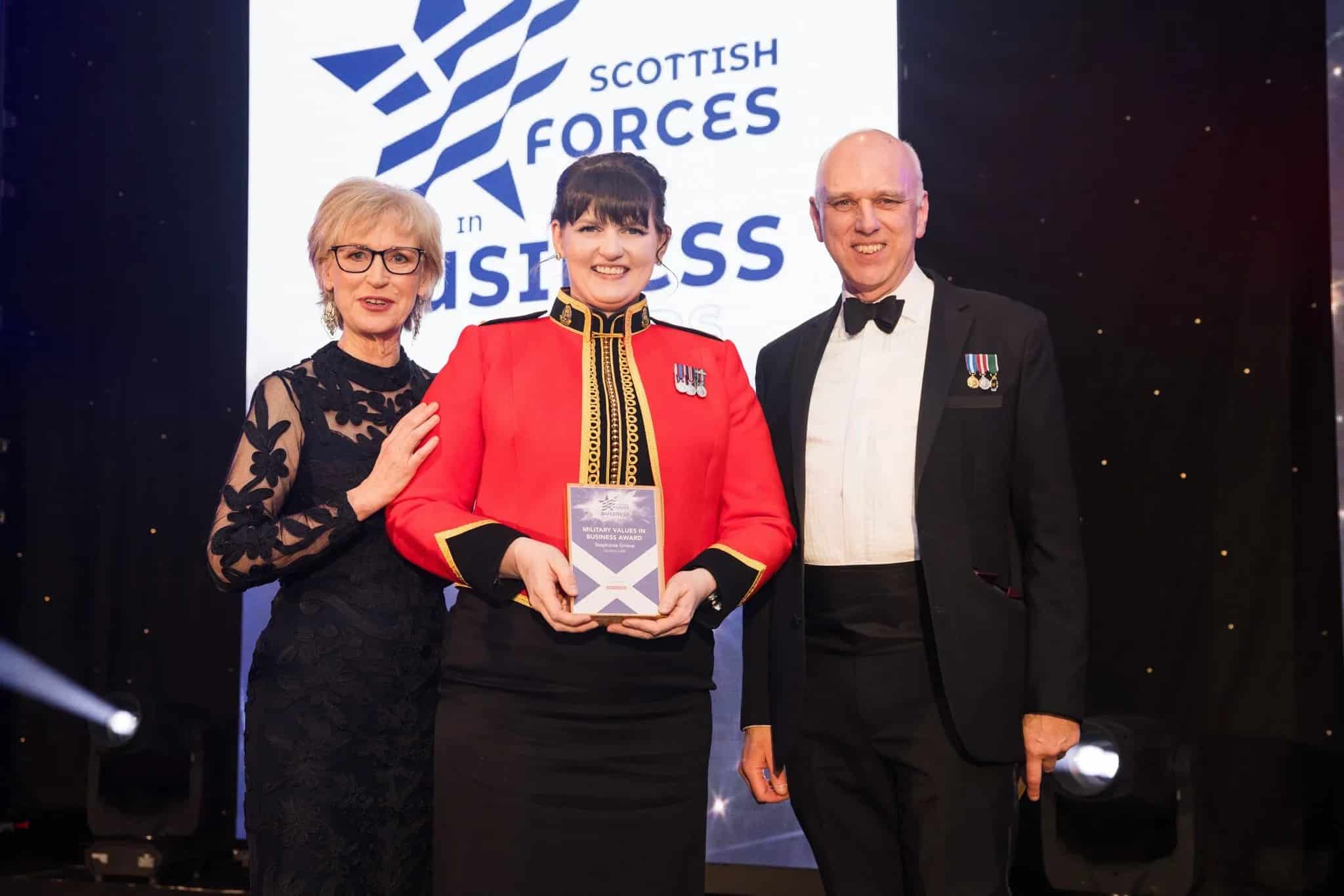 Scullion LAW's Senior Solicitor, Stephanie Grieve wins Military Values in Business Award at the Scottish Forces in Business Awards.