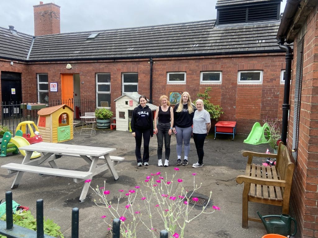 Laura Cousins, Nicola Buchanan, Carly Russell and Liz Semple at the Home Start community gardens in Maryhill.